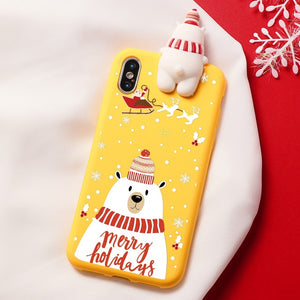 Christmas Cartoon Deer Case For iPhone XR 11 Pro XS Max X 5 5S Silicone Matte Cover For iphone 7 8 6 S 6S Plus 7Plus Case Bear