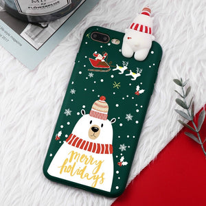 Christmas Cartoon Deer Case For iPhone XR 11 Pro XS Max X 5 5S Silicone Matte Cover For iphone 7 8 6 S 6S Plus 7Plus Case Bear