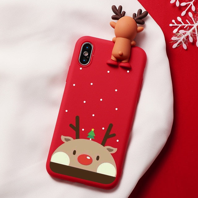 Christmas Cartoon Deer Case For iPhone XR 11 Pro XS Max X 5 5S Silicone Matte Cover For iphone 7 8 6 S 6S Plus 7Plus Case Bear