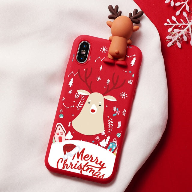 Christmas Cartoon Deer Case For iPhone XR 11 Pro XS Max X 5 5S Silicone Matte Cover For iphone 7 8 6 S 6S Plus 7Plus Case Bear