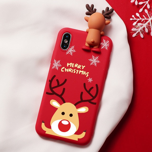 Christmas Cartoon Deer Case For iPhone XR 11 Pro XS Max X 5 5S Silicone Matte Cover For iphone 7 8 6 S 6S Plus 7Plus Case Bear