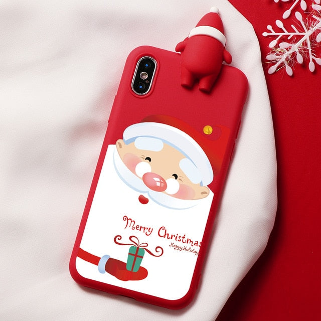 Christmas Cartoon Deer Case For iPhone XR 11 Pro XS Max X 5 5S Silicone Matte Cover For iphone 7 8 6 S 6S Plus 7Plus Case Bear