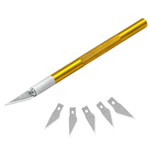 Non-Slip Metal Scalpel Knife Tools Kit Cutter Engraving Craft knives+5pcs Blades Mobile Phone PCB DIY Repair Hand Tools