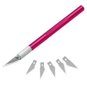 Non-Slip Metal Scalpel Knife Tools Kit Cutter Engraving Craft knives+5pcs Blades Mobile Phone PCB DIY Repair Hand Tools