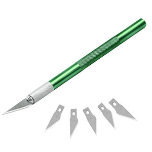 Non-Slip Metal Scalpel Knife Tools Kit Cutter Engraving Craft knives+5pcs Blades Mobile Phone PCB DIY Repair Hand Tools