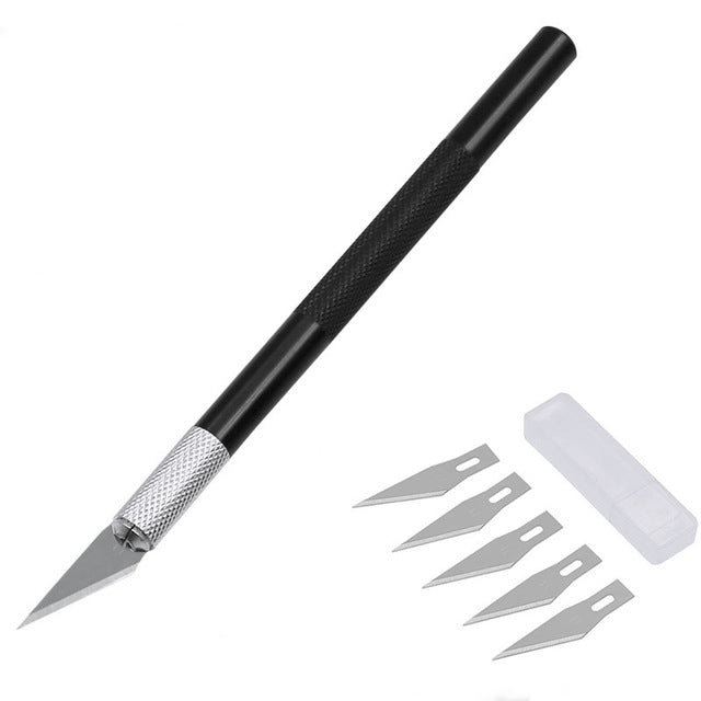 Non-Slip Metal Scalpel Knife Tools Kit Cutter Engraving Craft knives+5pcs Blades Mobile Phone PCB DIY Repair Hand Tools