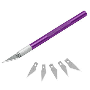 Non-Slip Metal Scalpel Knife Tools Kit Cutter Engraving Craft knives+5pcs Blades Mobile Phone PCB DIY Repair Hand Tools