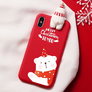 Christmas Cartoon Deer Case For iPhone XR 11 Pro XS Max X 5 5S Silicone Matte Cover For iphone 7 8 6 S 6S Plus 7Plus Case Bear