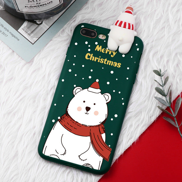 Christmas Cartoon Deer Case For iPhone XR 11 Pro XS Max X 5 5S Silicone Matte Cover For iphone 7 8 6 S 6S Plus 7Plus Case Bear