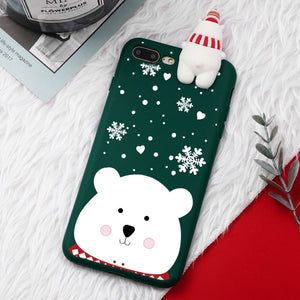 Christmas Cartoon Deer Case For iPhone XR 11 Pro XS Max X 5 5S Silicone Matte Cover For iphone 7 8 6 S 6S Plus 7Plus Case Bear