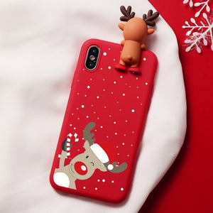 Christmas Cartoon Deer Case For iPhone XR 11 Pro XS Max X 5 5S Silicone Matte Cover For iphone 7 8 6 S 6S Plus 7Plus Case Bear