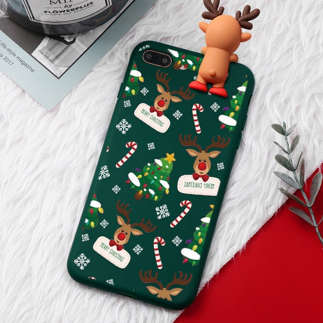 Christmas Cartoon Deer Case For iPhone XR 11 Pro XS Max X 5 5S Silicone Matte Cover For iphone 7 8 6 S 6S Plus 7Plus Case Bear