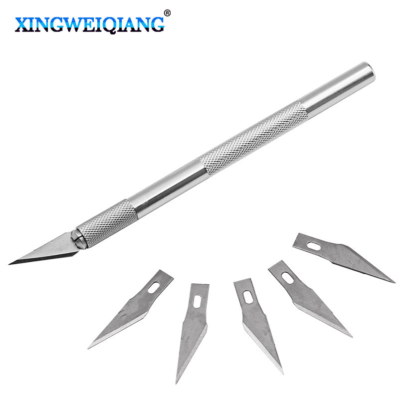 Non-Slip Metal Scalpel Knife Tools Kit Cutter Engraving Craft knives+5pcs Blades Mobile Phone PCB DIY Repair Hand Tools