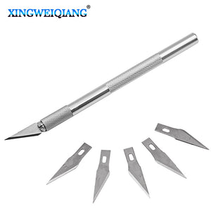 Non-Slip Metal Scalpel Knife Tools Kit Cutter Engraving Craft knives+5pcs Blades Mobile Phone PCB DIY Repair Hand Tools