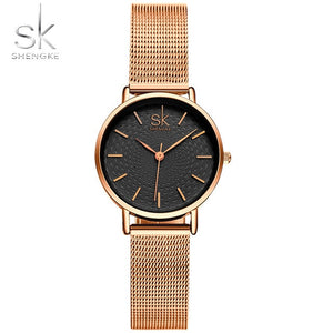 2018 SK Super Slim Sliver Mesh Stainless Steel Watches Women Top Brand Luxury Casual Clock Ladies Wrist Watch Relogio Feminino